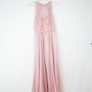 Chic Pink Belsoie Lace Full Length Dress Bridesmaid or Mother of Bride Groom